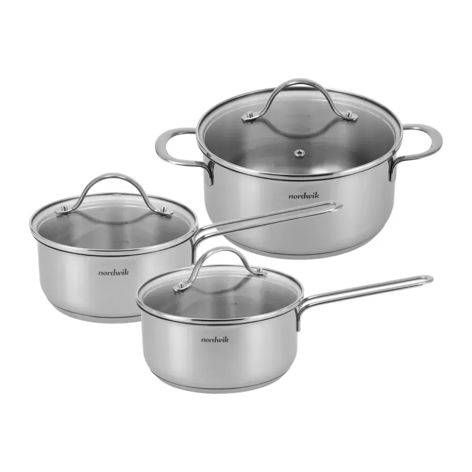 Nordwik grytset med glaslock, 3 delar