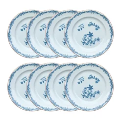 Ostindia flat tallrik Ø27 cm 8-pack – Blå