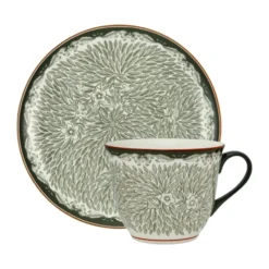 Ostindia Floris mugg 40 cl och tallrik Ø20 cm, Grön