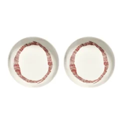 Ottolenghi Feast djup tallrik Ø22 cm 2-pack, White stripes-red