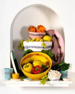 Ottolenghi Feast tallrik L Ø26,5 cm 2-pack, Yellow stripes-red