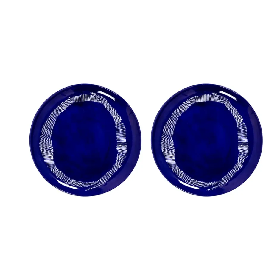 Ottolenghi Feast tallrik L Ø26,5 cm 2-pack, Dark blue stripes-white