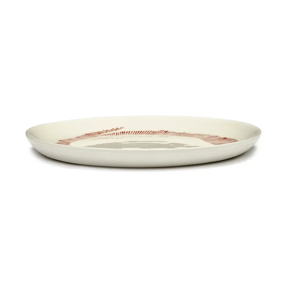 Ottolenghi Feast tallrik M Ø22,5 cm 2-pack, White stripes-red
