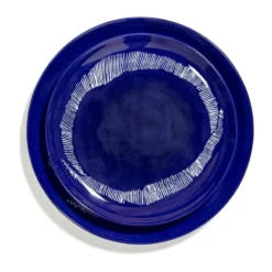 Ottolenghi Feast tallrik M Ø22,5 cm 2-pack, Dark blue stripes-white
