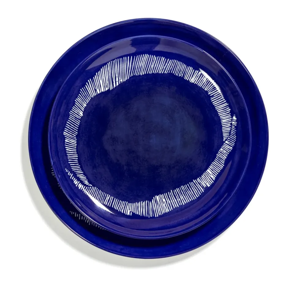 Ottolenghi Feast tallrik M Ø22,5 cm 2-pack, Dark blue stripes-white