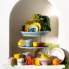Ottolenghi Feast tallrik S Ø19 cm 2-pack, White stripes-red