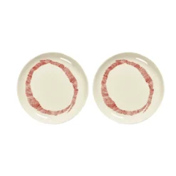 Ottolenghi Feast tallrik S Ø19 cm 2-pack, White stripes-red