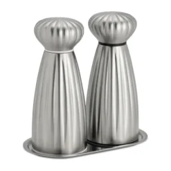 Palm Satin salt- och pepparkvarnsset, Small-rostfritt stål, med bricka
