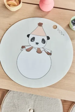 Panda Pompom bordstablett Ø39 cm, Offwhite