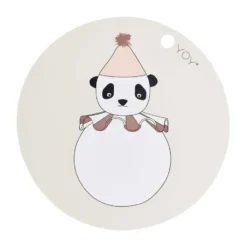 Panda Pompom bordstablett Ø39 cm, Offwhite