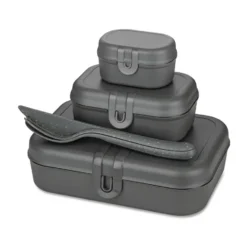 Pascal Ready Set 3x lunchlåda och bestick, Nature ash grey
