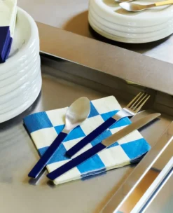 Pattern Lunch Check servett 33x33 cm 20-pack, Off white-blue M