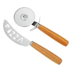 Pino pizzaset kniv och pizzaskärare, Akacia-rostfritt stål
