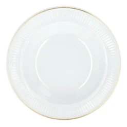 Plissé djup tallrik med guldkant Ø22 cm, Vit
