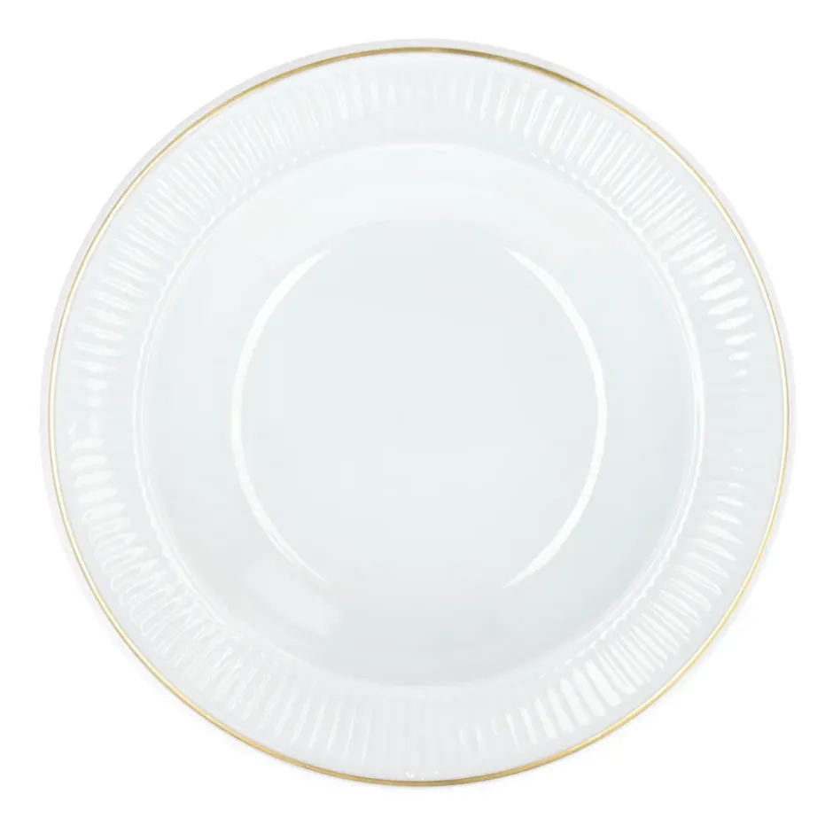 Plissé djup tallrik med guldkant Ø22 cm, Vit