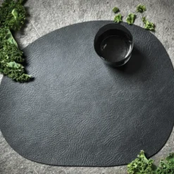 Raw bordstablett läder, Black buffalo (svart)