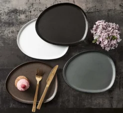 Raw Organic lunchtallrik 24x21 cm, Titanium Black