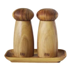 Raw salt & pepparskvarn inkl bricka, Teak