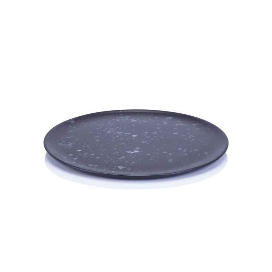 Raw tallrik 23 cm, svart med prikar