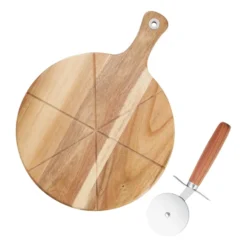Sade pizzaset pizzaskärare skärbräda Ø32 cm, Akacia