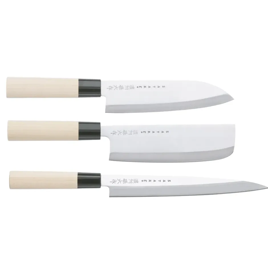 Satake Houcho knivset nakiri, sashimi & santoku, 3 delar