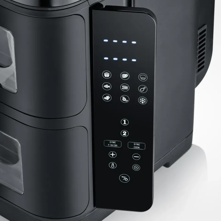 Severin Air-Fryer S-Fry Duo Stack FR 2468, Black