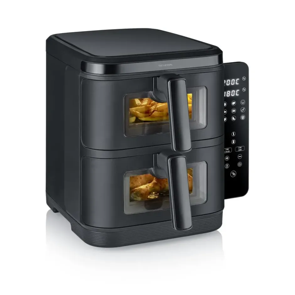 Severin Air-Fryer S-Fry Duo Stack FR 2468, Black