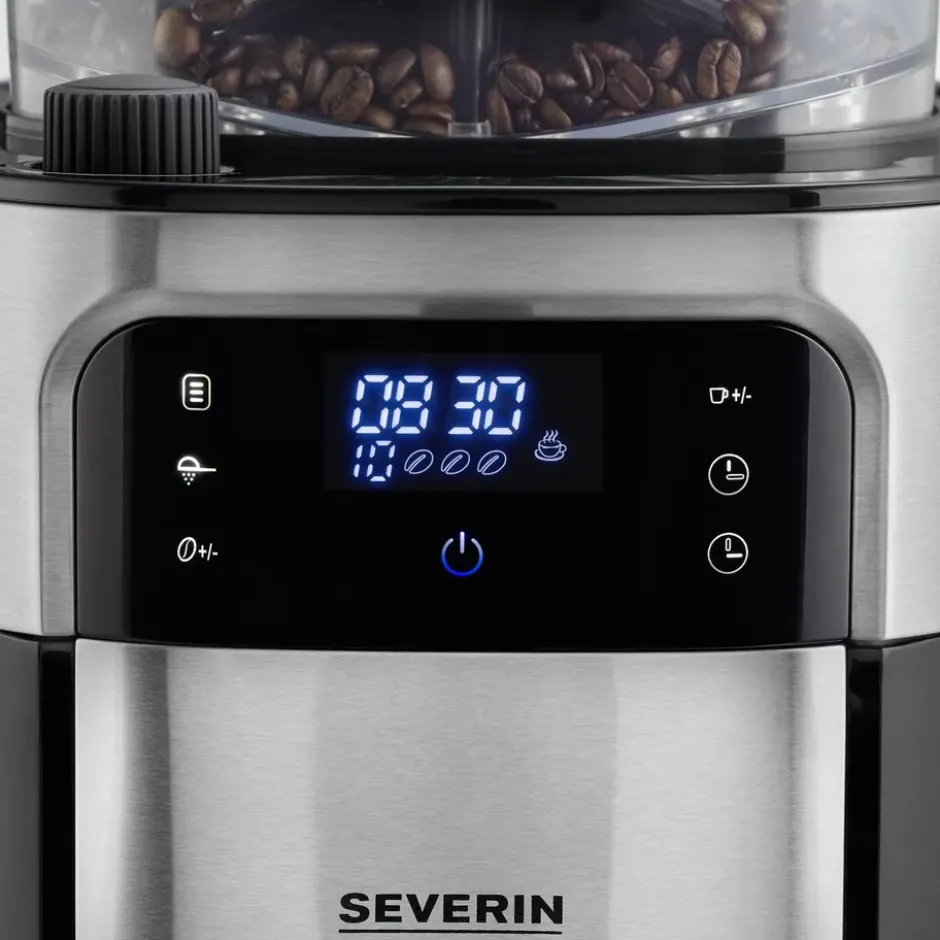 Severin KA 4814 termosbryggare med kvarn 8 koppar, Svart