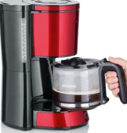 Severin KA 4817 Type kaffebryggare 10 koppar, Röd-metall