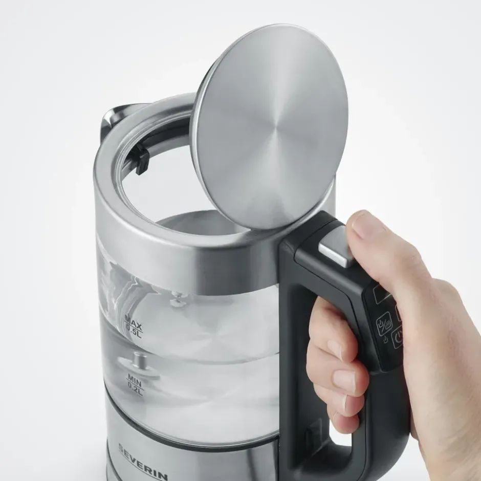 Severin WK 3458 vattenkokare med temperaturinställning 0,5 L, Rostfritt stål