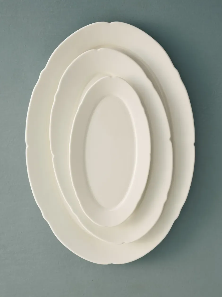 Silhouette oval tallrik L 21x30 cm 4-pack, White