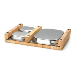 Skärbräda gummiträ med 3 bleck, 32x48 cm