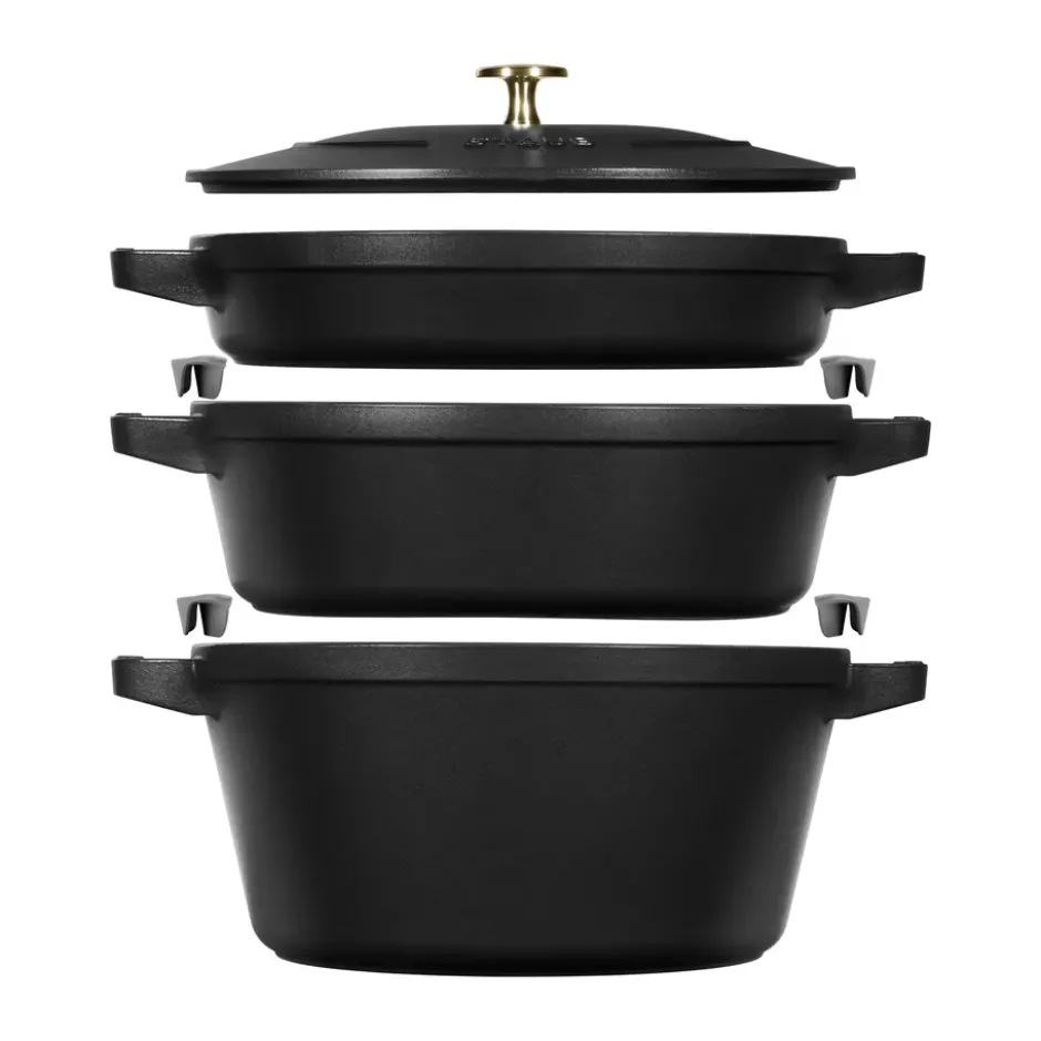 Staub Gryt & kastrullset stapelbara 5 delar, Svart