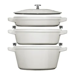 Staub Gryt & kastrullset stapelbara 5 delar, White truffle