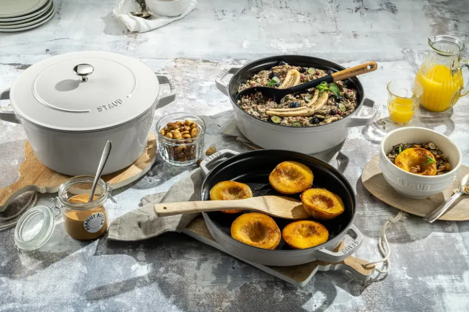 Staub Gryt & kastrullset stapelbara 5 delar, White truffle