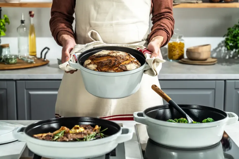 Staub Gryt & kastrullset stapelbara 5 delar, White truffle