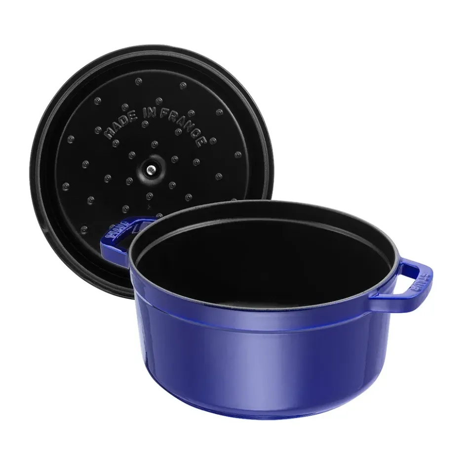 Staub La Cocotte rund gryta gjutjärn 8,4 L, Mörkblå