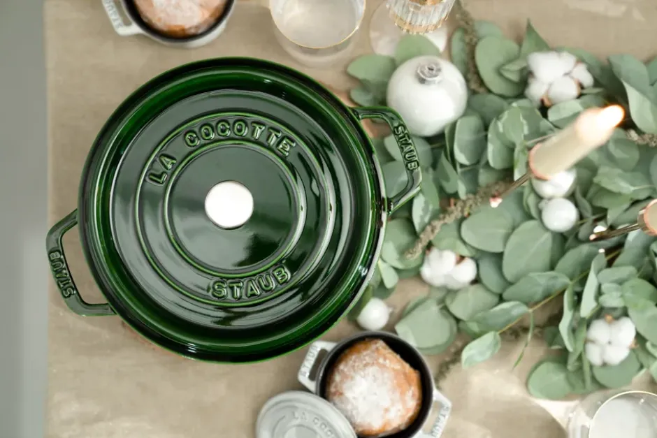 Staub La Cocotte rund gryta gjutjärn 2,6 L, Basilikagrön