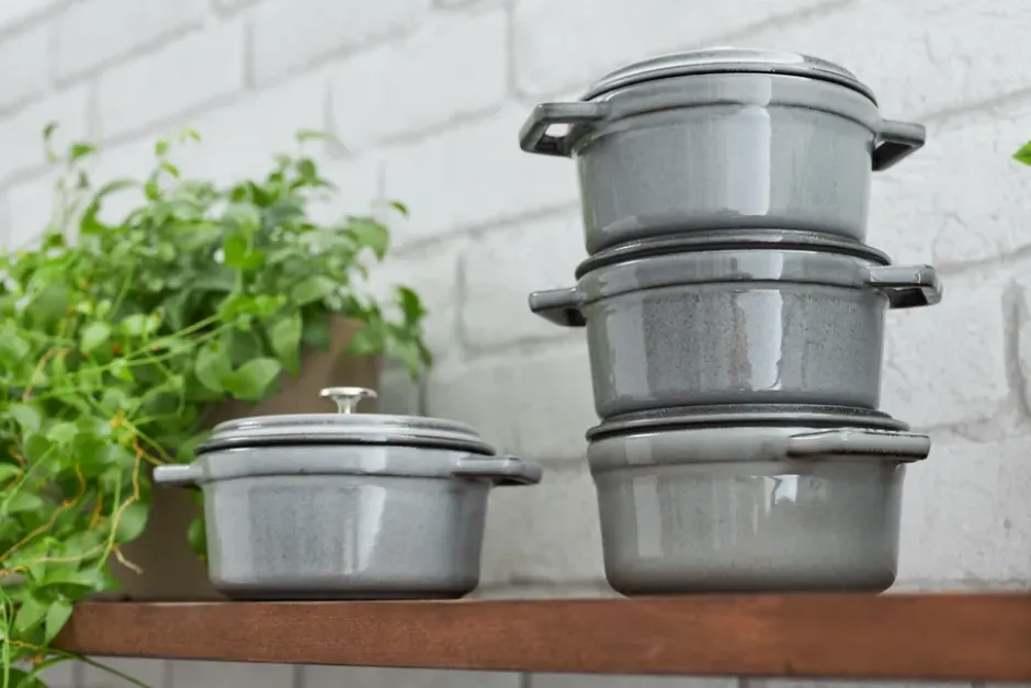 Staub La Cocotte rund gryta gjutjärn 1,2 L, Grafitgrå