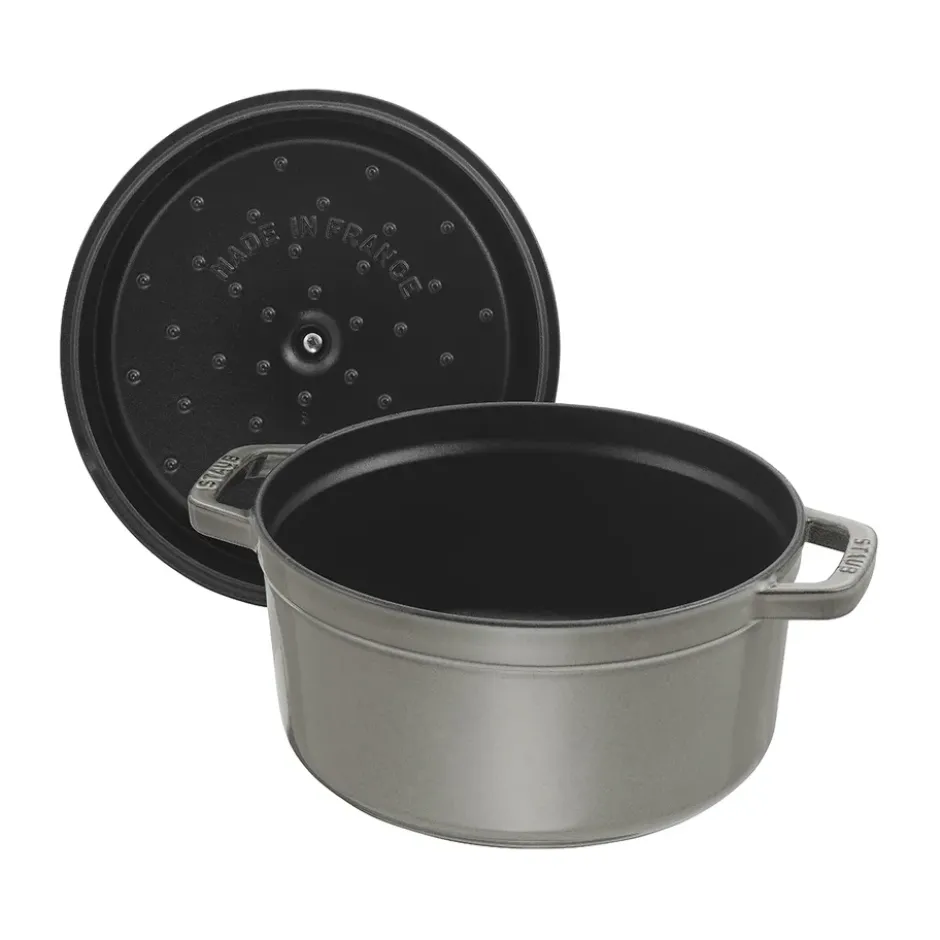 Staub La Cocotte rund gryta gjutjärn 2,2 L, Grafitgrå