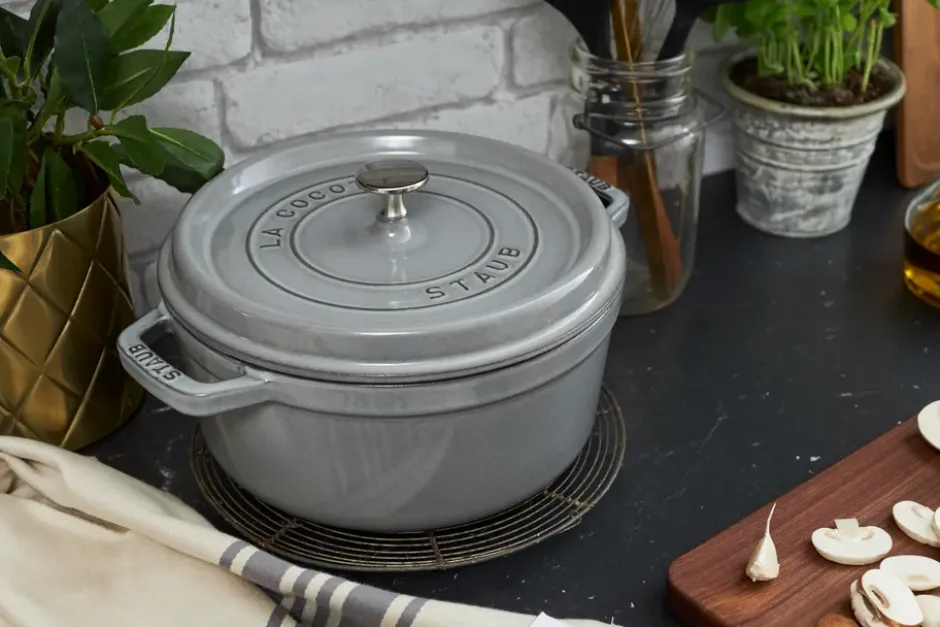 Staub La Cocotte rund gryta gjutjärn 2,2 L, Grafitgrå