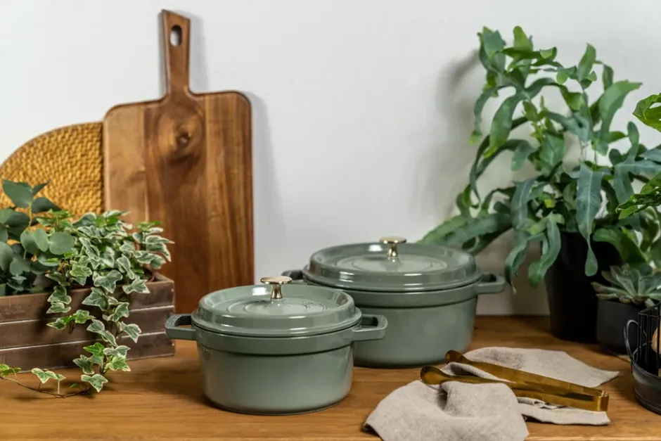 Staub La Cocotte rund gryta gjutjärn 5,2 L, Eukalyptus