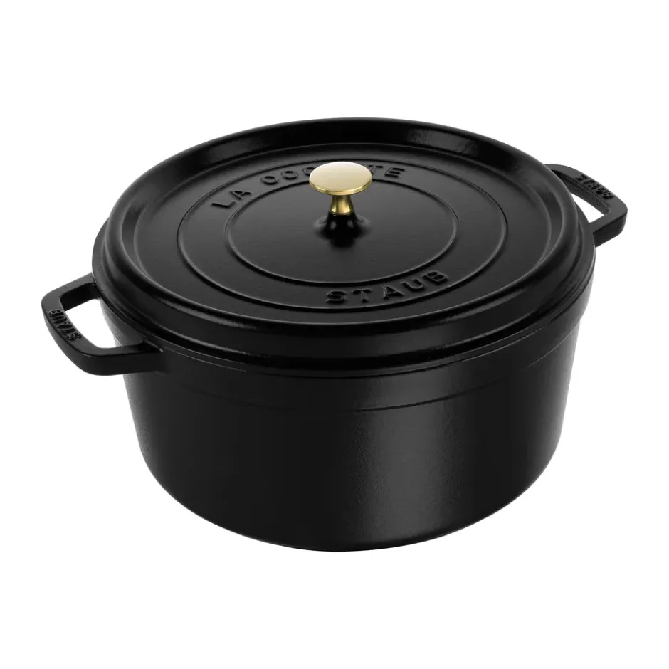 Staub La Cocotte rund gryta gjutjärn 8,4 L, Svart