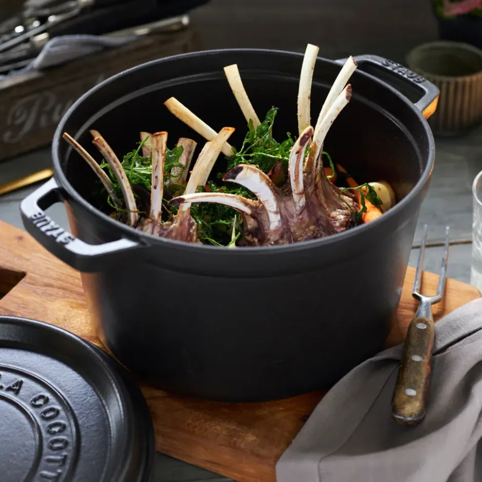 Staub rund gryta hög modell 4,8 L, Mattsvart