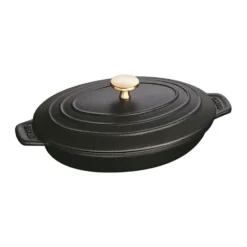 Staub ugnsform gjutjärn med lock oval 23 cm, Svart