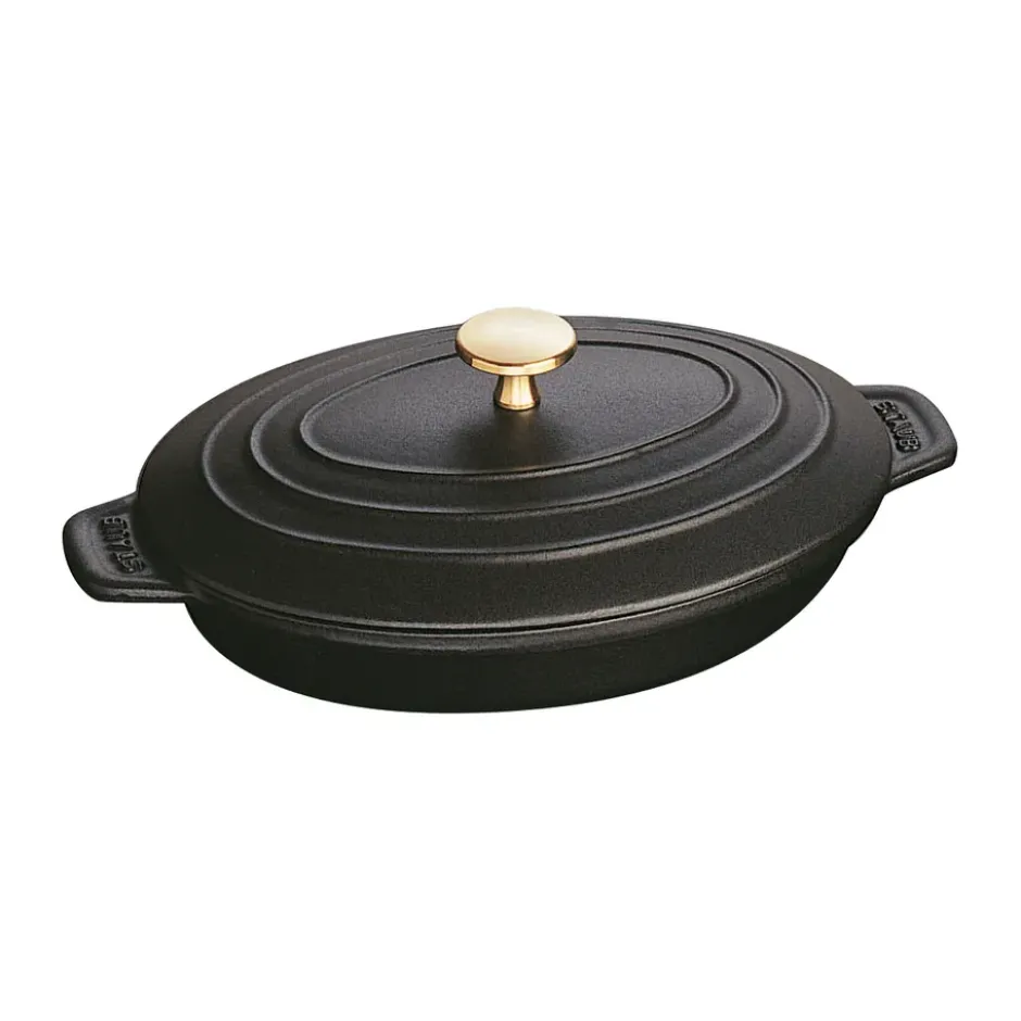 Staub ugnsform gjutjärn med lock oval 23 cm, Svart