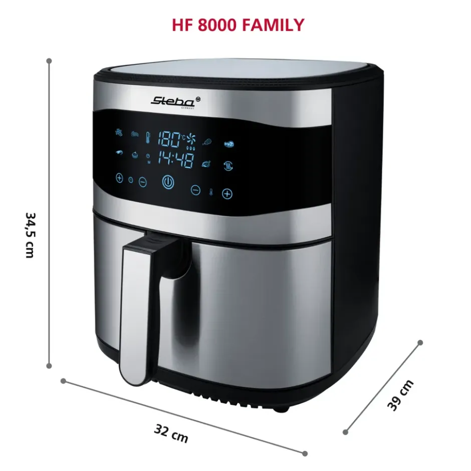 Steba HF8000 Family airfryer 8 L, Rostfritt stål