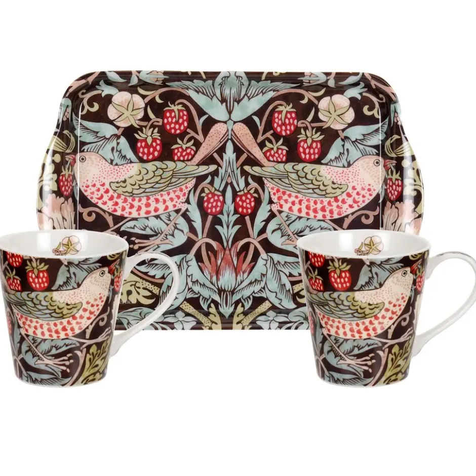 Strawberry Thief mugg och brickset, Brun