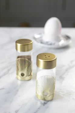Sun salt- och pepparkar, Guld-glas