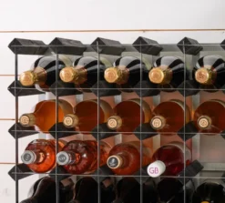 The Swedish Wine Rack Factory vinställ monterat, 16 flaskor-svart furu